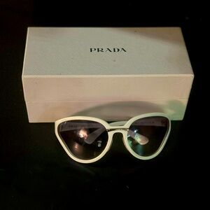 Prada SPR22V 7S3-409 68mm Oversize Wrap Butterfly Sunglasses White Grey Gradient